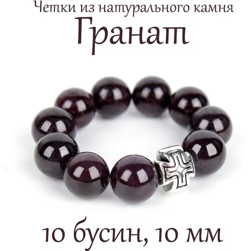 православные четки из натурального камня агат с крестом и подвеской Четки Псалом, гранат, красный, коричневый