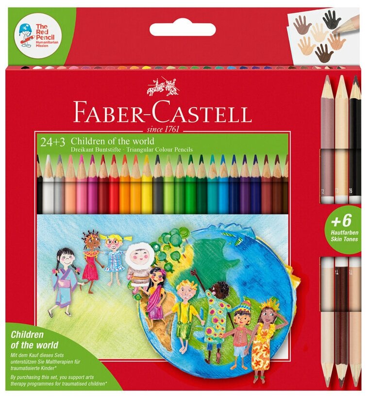 Карандаши цветные Faber-Castell Дети мира, 24цв.карт. упак. 201745