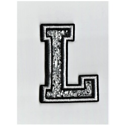 Термоапликация, термонаклейка, патч буква со стразами 7 см