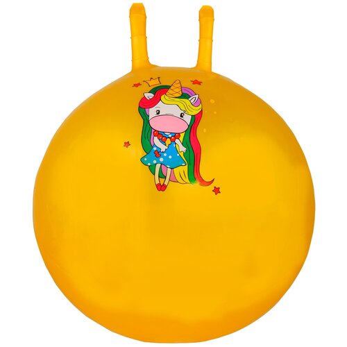фото Прыгун игрушка "единорог", попрыгун игрушка, мяч попрыгун детский, мяч прыгун детский, прыгунок детский резиновый, мяч попрыгун с рожками, мяч прыгун с рожками, игрушка прыгун скакун, мяч гимнастический с ручками, пвх, размер 55 см, цвет желтый компания друзей