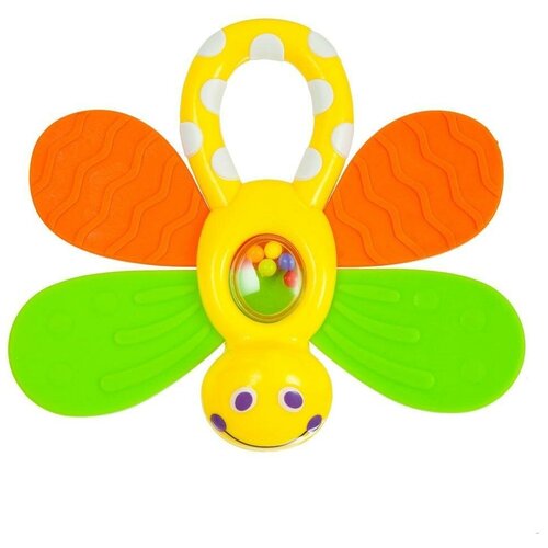Прорезыватель-погремушка Жирафики Стрекоза, зеленый/желтый/оранжевый погремушка прорезыватель huanger стрекоза