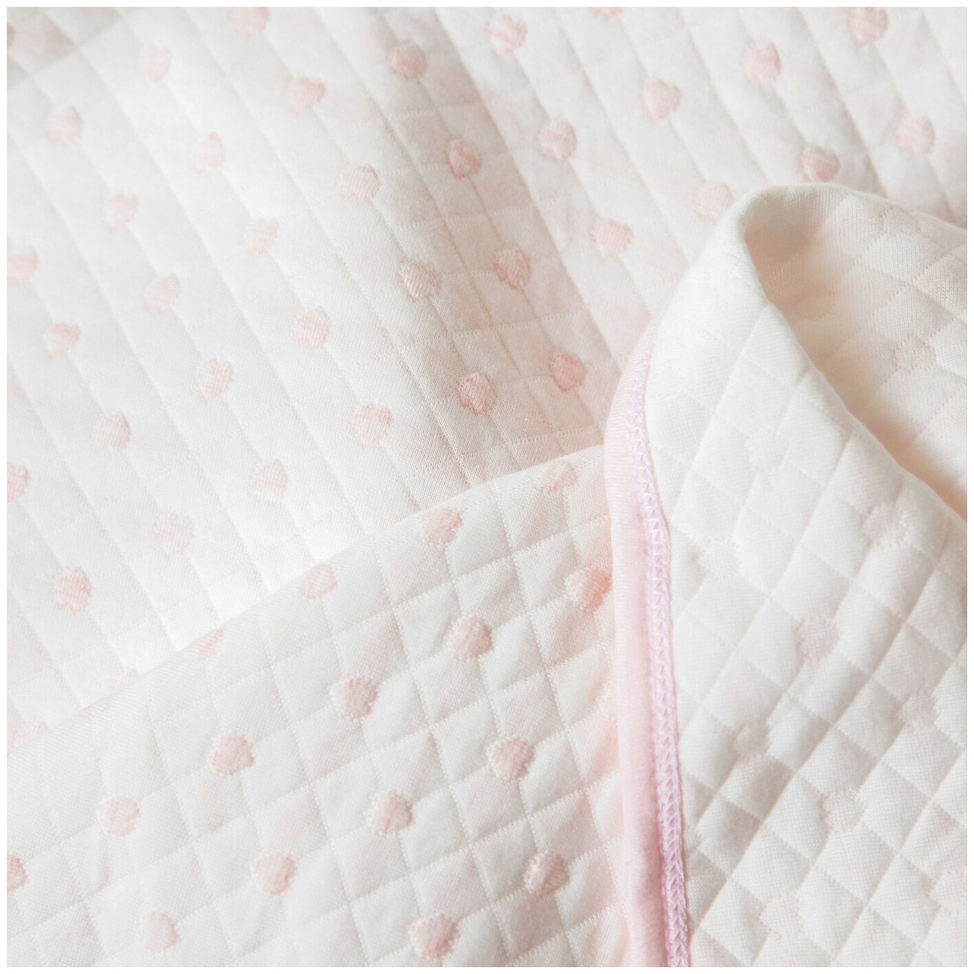 Плед для новорожденного 100х118 стеганый детский , Одеяло детское, "Сердечки", розовый