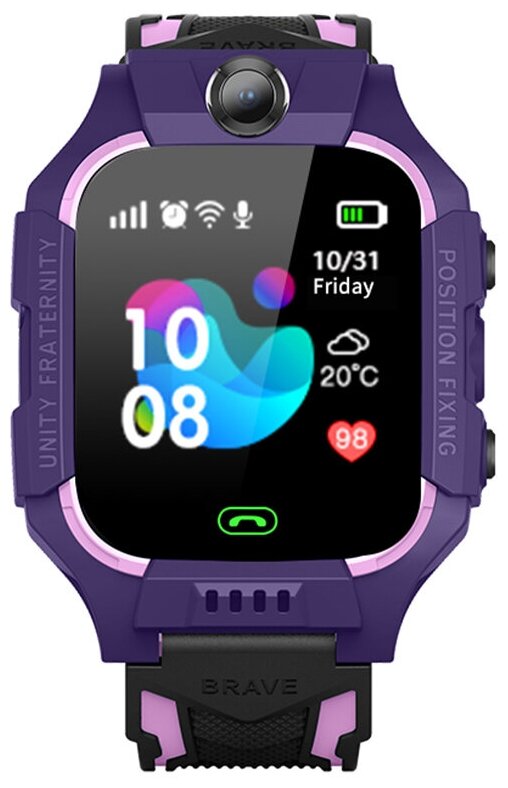 Детские смарт часы умные часы для детей с сим картой камерой и трекером кнопка SOS фиолетовый/розовый