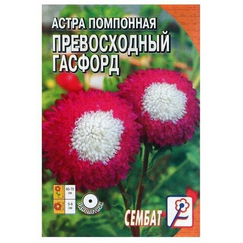 Семена цветов Астра Сембат, помпонная Превосходный Гасфорд, 0,1 г 20 упаковок семена цветов астра помпонная превосходный гасфорд 0 3 г поиск