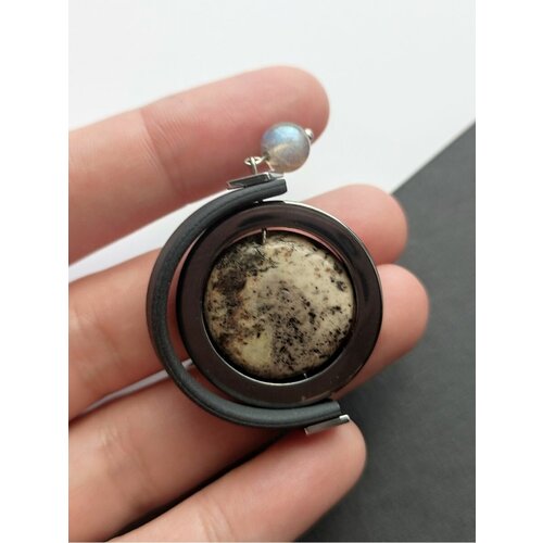 Кольцо myartofstones, лабрадорит, янтарь, размер 17, бежевый