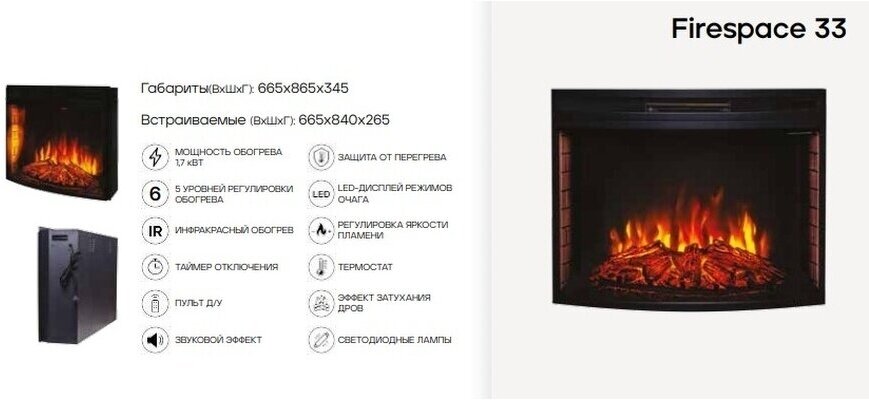 Электрокамин RealFlame Diva 33 WT-659G с очагом Firespace 33 - фотография № 4