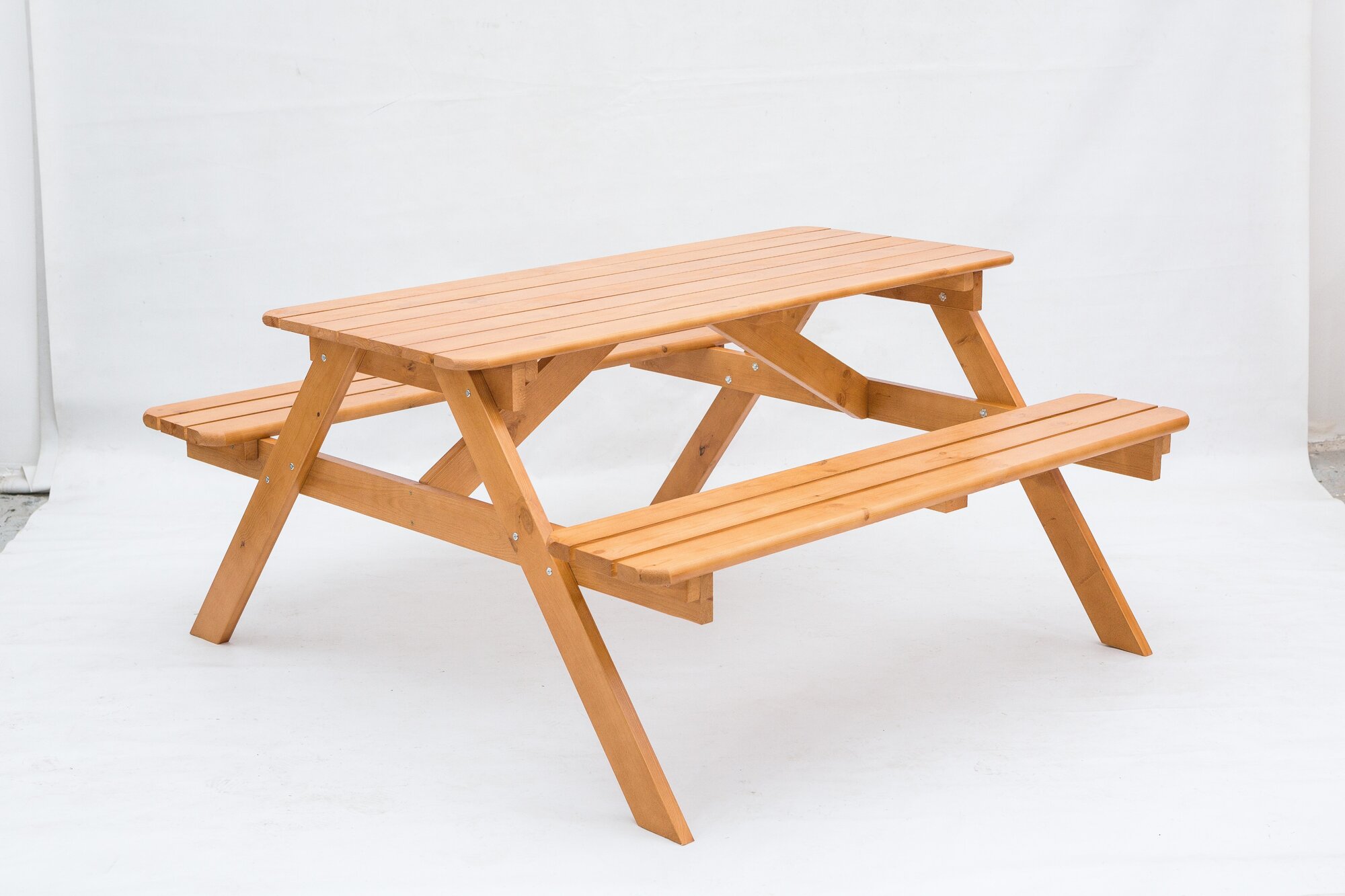 Комплект мебели фотон Пикник (стол, 2 скамьи), орех - фотография № 5
