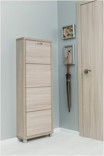 Изображение товара Шкаф обувной Ironnori Люкс, Ясень шимо светлый 4 отделения, откидная дверь