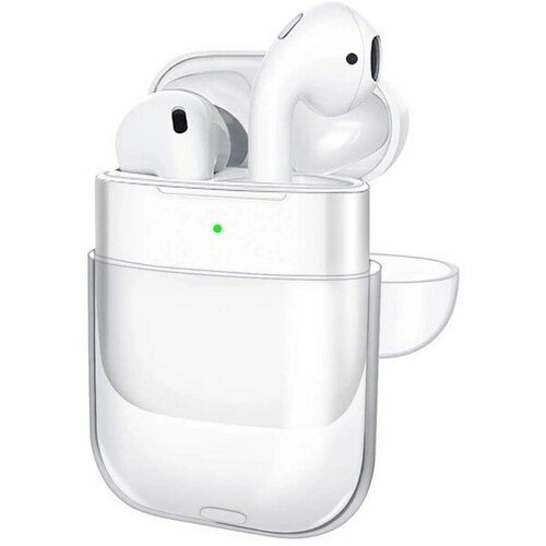 Чехол для наушников Apple AirPods 1/2 силиконовый мягкий, прозрачный cиликоновый чехол c карабином для наушников apple airpods 2 1 чехлы на кейс чехол для наушников аирподс 2 1 белый winstreak