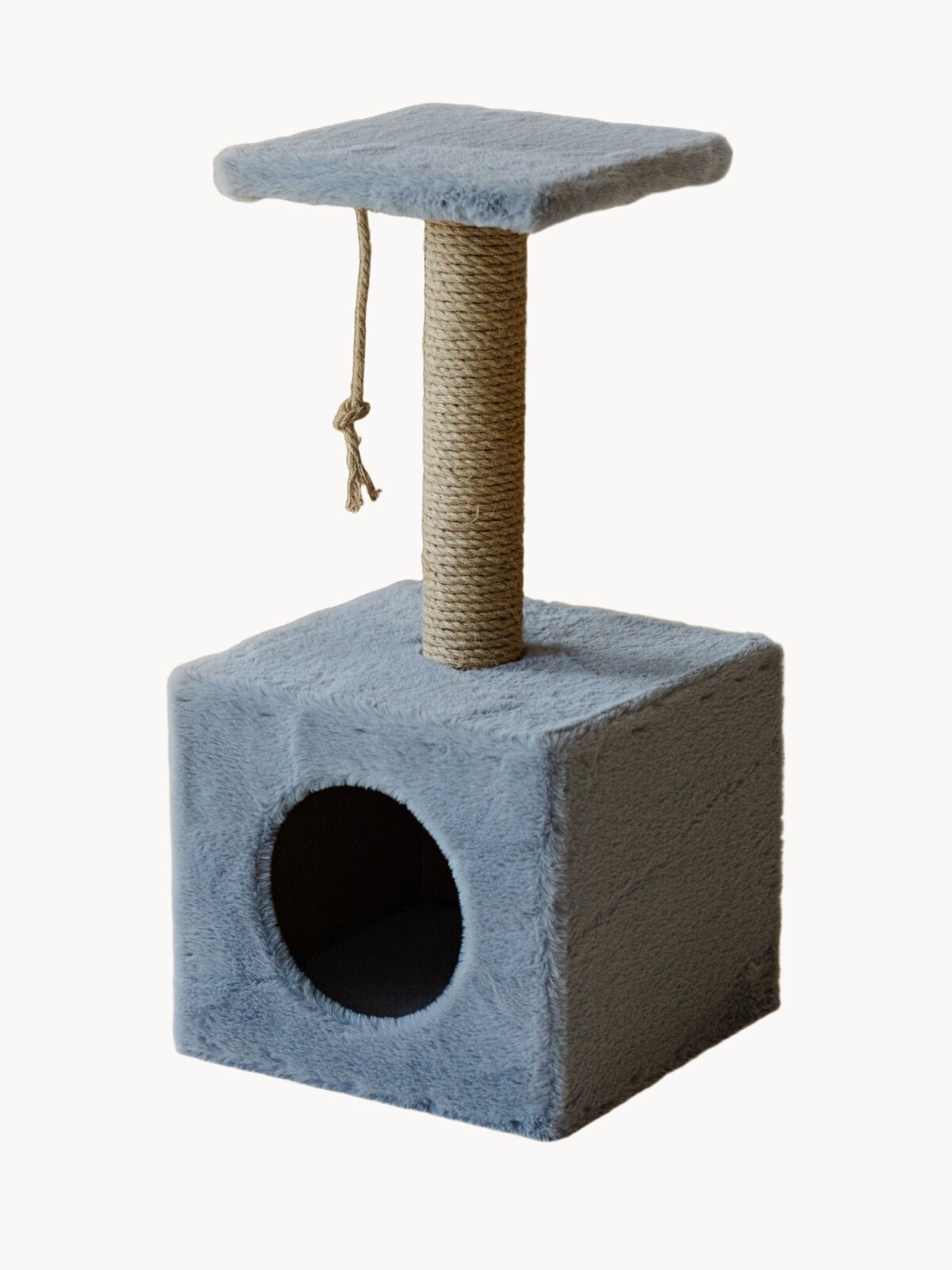 Когтеточка домик комплекс для кошек с когтеточкой, полочкой и игрушкой