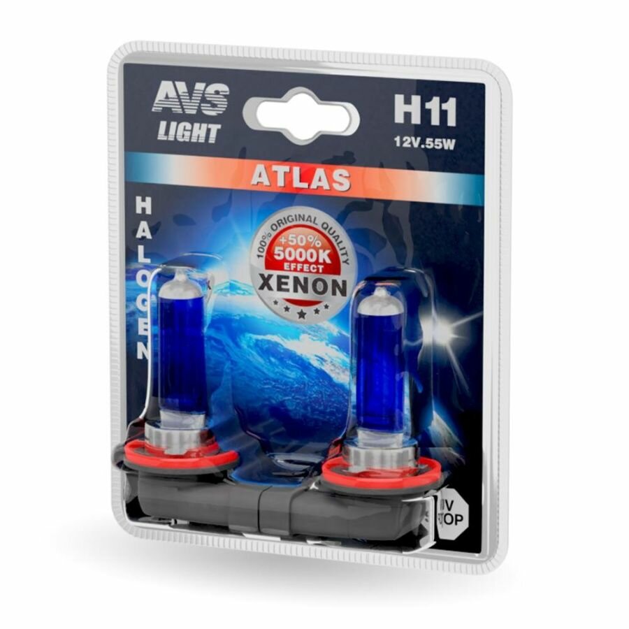 Галогенная лампа AVS ATLAS/5000К/ H11.12V.55W. блистер 2шт.