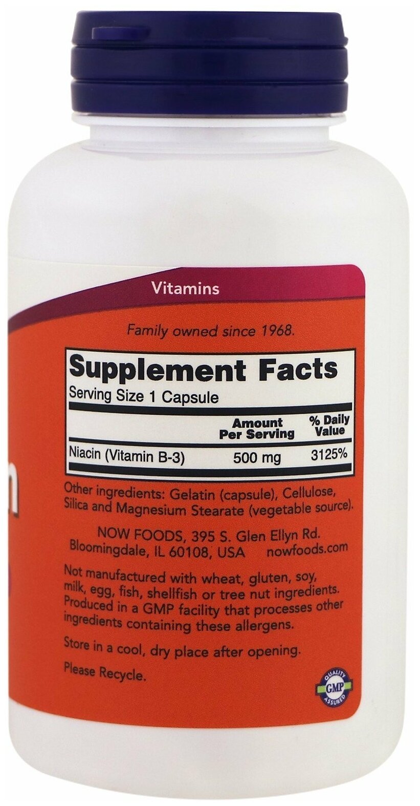Картинки Капсулы NOW Niacin, 500 мг, 100 шт.