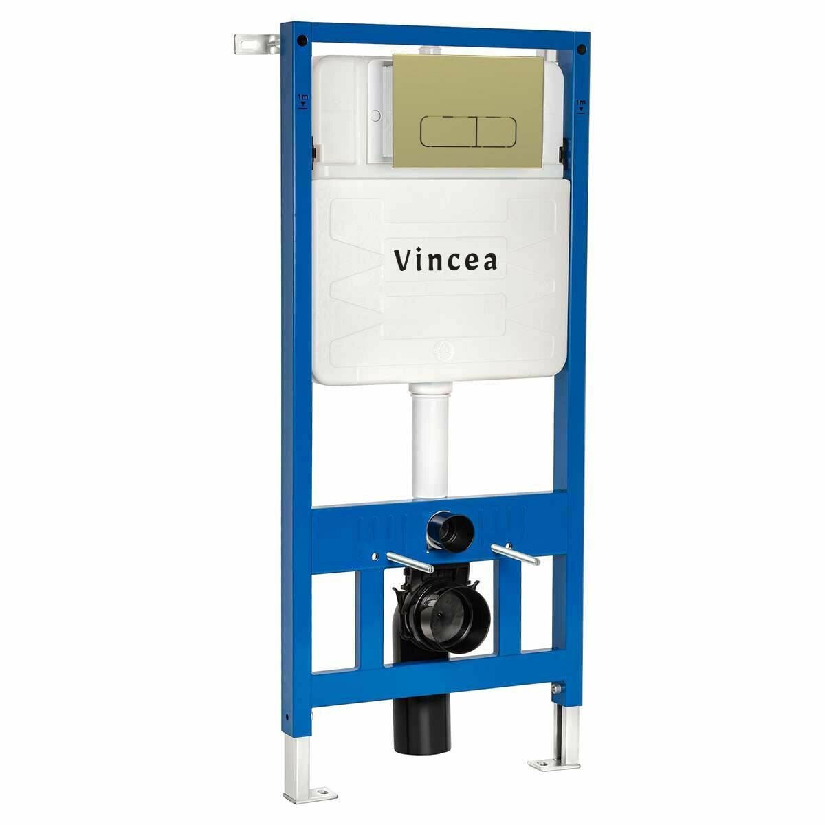 Инсталляция для подвесного унитаза с кнопкой брашированное золото Vincea VIS-601 VFP-002BG