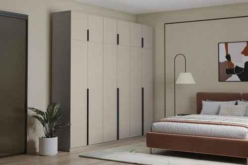 Изображение товара Шкаф распашной МебельЛэнд24 Марсель - 6 Кашемир с антресолью 250x70x230 бежевый для одежды шестидверный