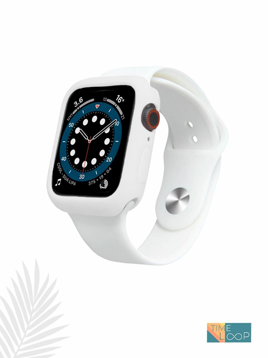 Чехол для Apple Watch 41 mm серии 1-9, SE и SE 2, бампер на эпл вотч 41 мм, защитный кейс на часы, белый — фото 1