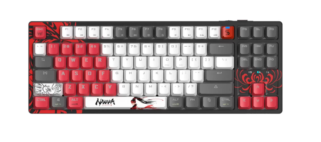 Клавиатура A4-Tech WS87 Bloody Naraka черный/красный механическая