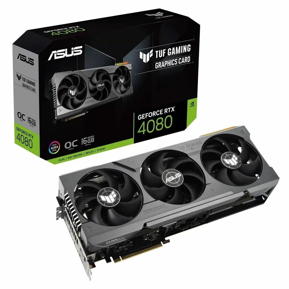 Видеокарта ASUS TUF-RTX4080-O16G-GAMING (TUF Gaming GeForce RTX 4080 16 ГБ GDDR6X OC Edition) (90YV0IB0-M0NA00)