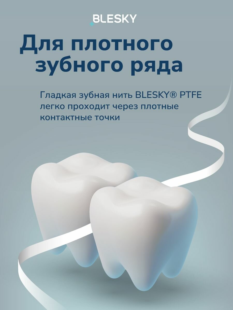 Картинки Плоская тефлоновая зубная нить BLESKY PTFE, 35 м, 4 шт