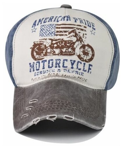 Бейсболка  мужская MOTO для мужчин и женщин, размер 55-61, синий/бежевый — фото 1