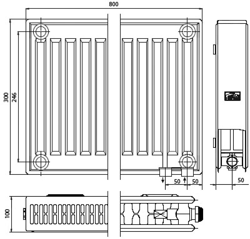 Радиатор панельный Kermi Therm-X2 FTV(FKV) 22 300, 10.21 м2, 1020.8 Вт, 800 мм.стальной - фотография № 19