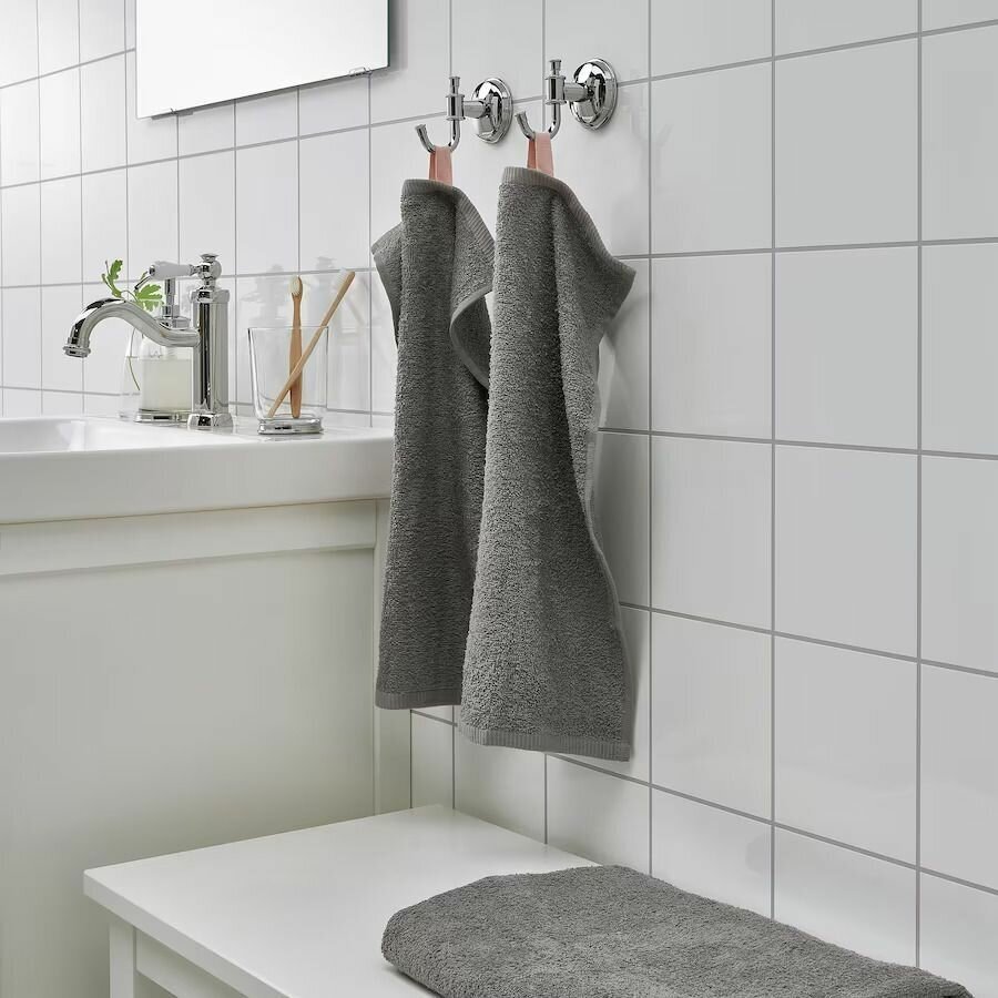 IKEA Dimforsen набор гостевых полотенец 30х50, серый, 2 штуки - фотография № 4