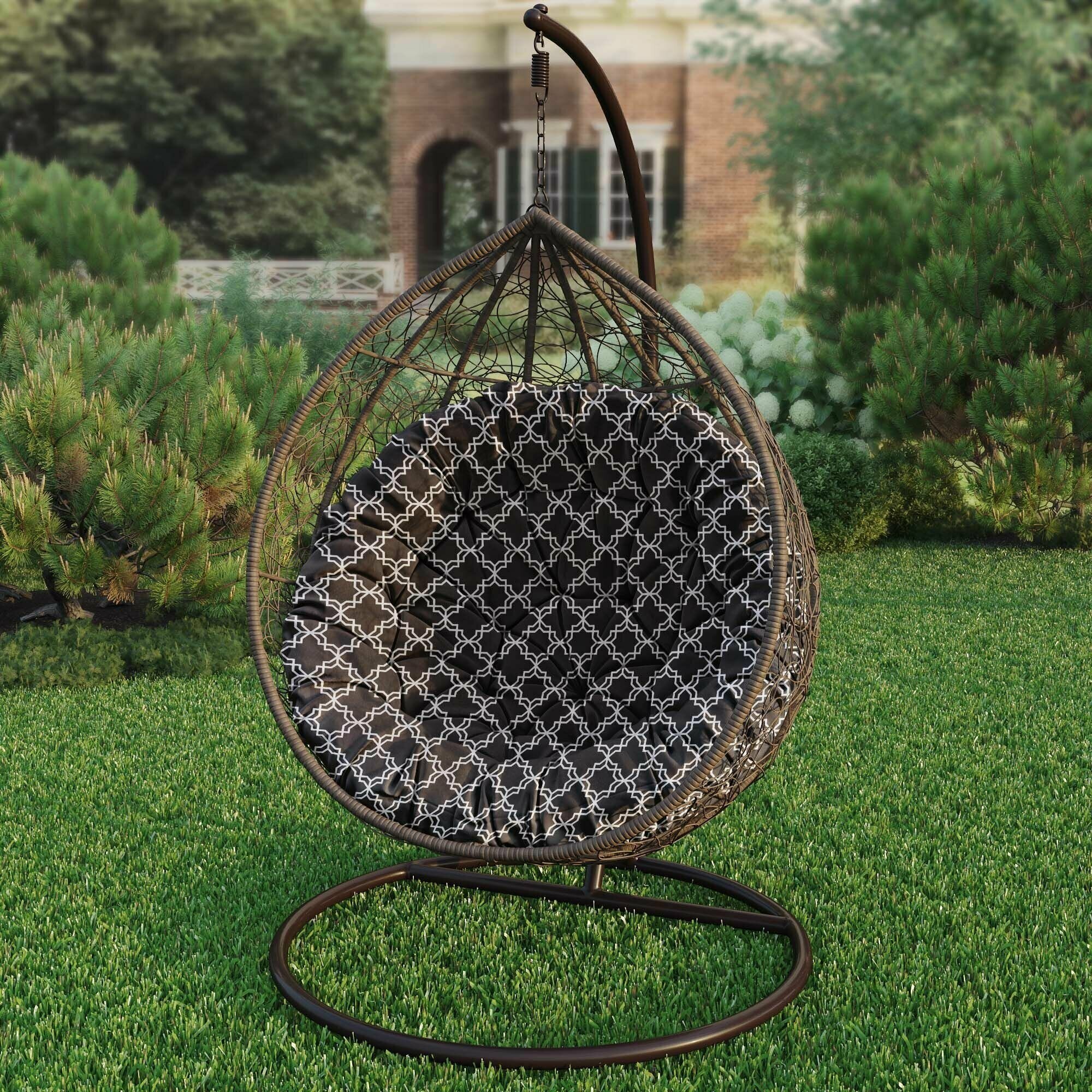 Подушка для садовых качелей, круглая напольная сидушка Тристан, черный - фотография № 1