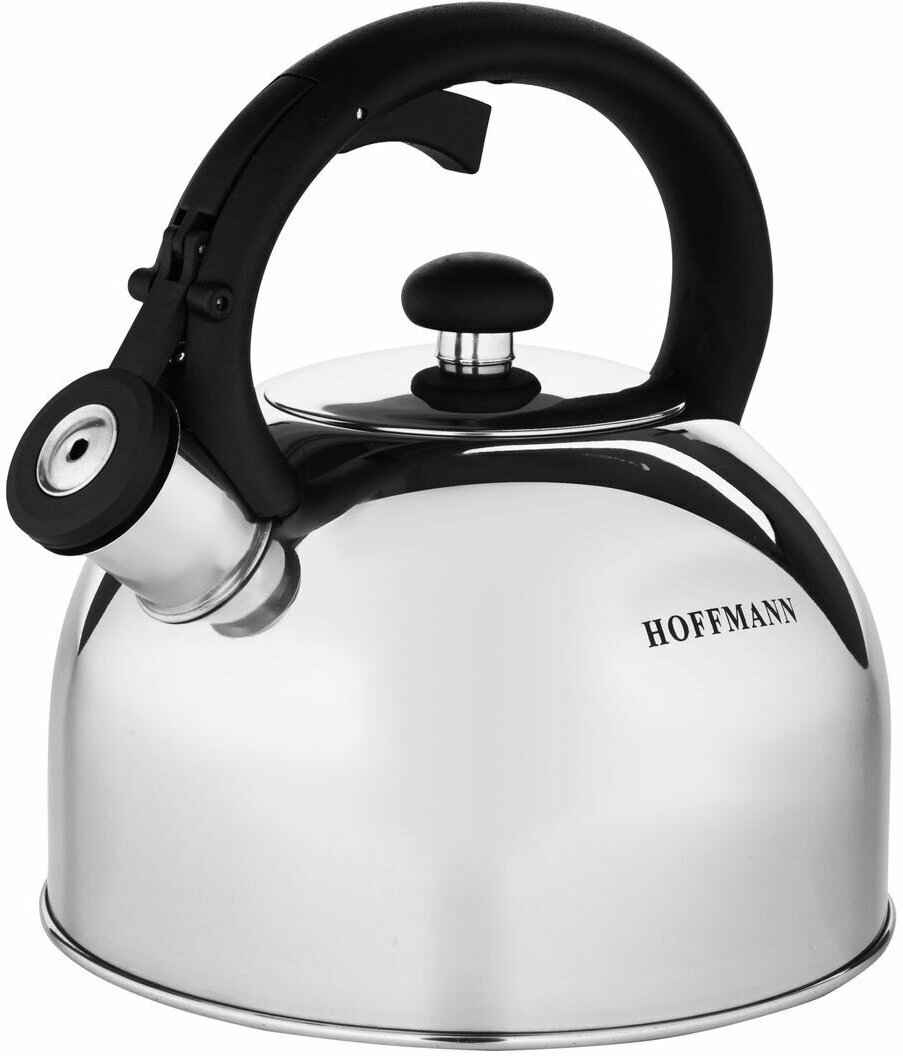 фото HOFFMANN 55204 чайник со свистком, черн. Ручка, 2,0 Л.