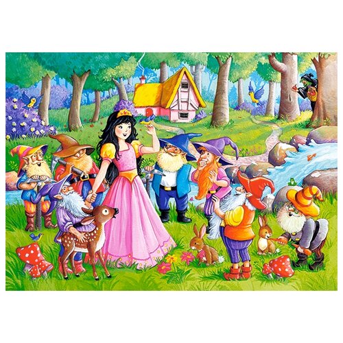 пазлы castorland щенок в цветах 180 дет b1 018185 Пазл Castorland Snow White and The Seven Dwarfs (B-066032), 60 дет.