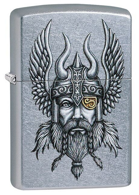 Зажигалка ZIPPO Viking Warrior с покрытием Street Chrome™ латунь/сталь серебристая 38x13x57 мм