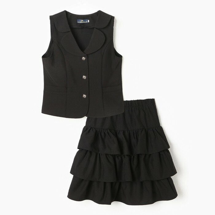 Школьный костюм для девочек, цвет чёрный, рост 146 см