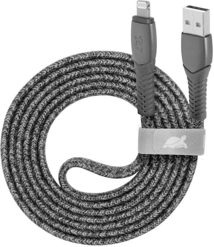 USB-кабель в нейлоновой оплетке RIVACASE PS6108 GR12 кабель USB-A / Lightning, 1,2 м, серый