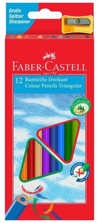 Карандаши цветные Faber-castell ECO 12 цветов + 3 двусторонних, в картонной коробке