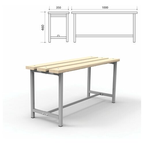 фото Скамья деревянная на металлокаркасе "ст 1", 1000х350х460 мм, каркас металлический серый, сиденье дерево титан