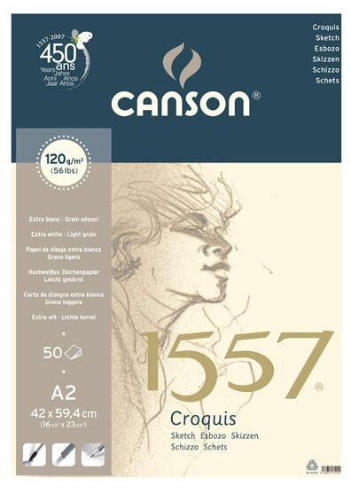 Альбом для графики на спирали Canson "1557" 42*59,4 см 50 л 120 г - фото №1