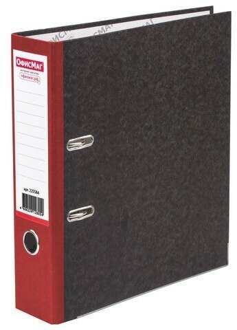 Папка-регистратор офисмаг, фактура стандарт, с мраморным покрытием, 75 мм, красный корешок, 225584