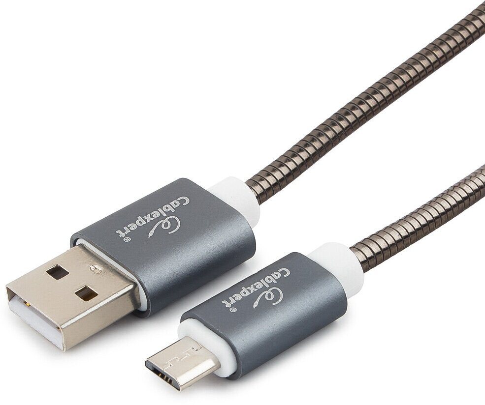 Кабель USB 2.0 Cablexpert CC-G-mUSB02Gy-1.8M, AM/microB, серия Gold, длина 1,8 м, титан