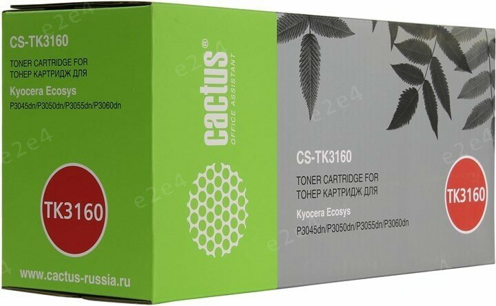 Набор картриджей Cactus CS-TK3160-2, черный, 12500 страниц, совместимый для Kyocera 3050DN/3055DN/3060DN