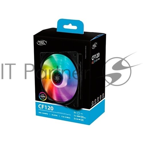 Вентилятор DEEPCOOL СF120 (3 IN 1) RGB 120x120x25мм (16шт./кор, 3xCF120, PWM, пит. от мат. платы и БП вентилятор aerocool rev rgb 120x120x25мм 16 8 млн цветов rgb подсветка в виде двойного кольца 3 pin 1200 об мин 41 3 cfm 15 1 дба