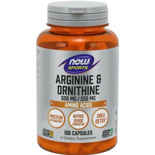 now arginine 500 Аминокислота NOW Arginine & Ornithine, нейтральный, 100 шт.