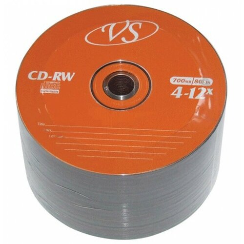 Диски CD-RW VS 700 Mb 4-12x, комплект 50 шт, Bulk, VSCDRWB5001 диски cd rw vs 700 mb 4 12x bulk термоусадка без шпиля комплект 50 шт vscdrwb5001