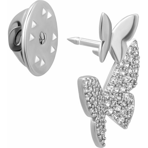 Брошь бижутерный сплав, кристалл, серебряный