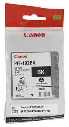 Canon PFI-102Bk 0895B001 Картридж для iPF605 iPF610 iPF650 iPF655 iPF710 iPF750 iPF755 LP17 iPF510, Чёрный, 130 мл. GJ