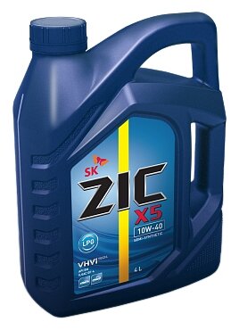 Полусинтетическое моторное масло ZIC X5 LPG 10W-40, 4 л