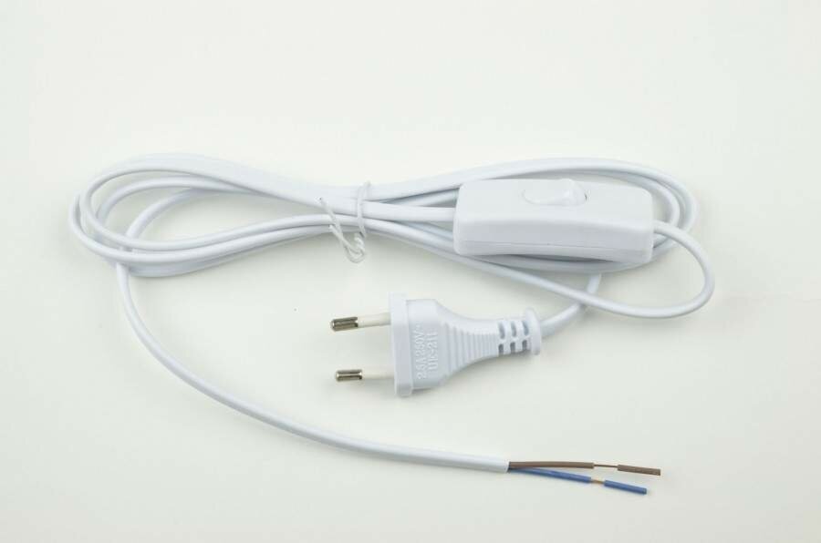Uniel сетевой шнур 2A 500W 1,7м с вилкой и выключателем для бра, белый UCX-C10/02A-170 WHITE (арт. 711680)
