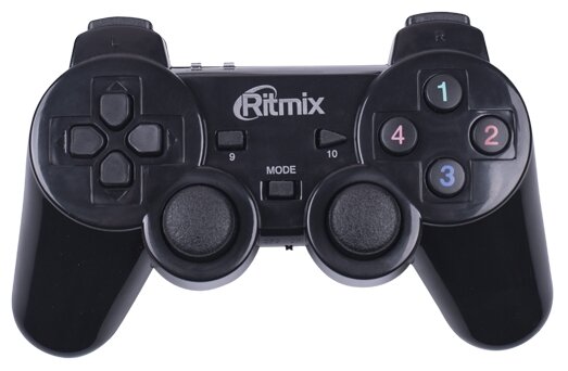 Геймпад беспроводной Ritmix GP -020 WPS совместим с PC. PS3, вибрация, 17 кнопок, радиус 7м, чёрный