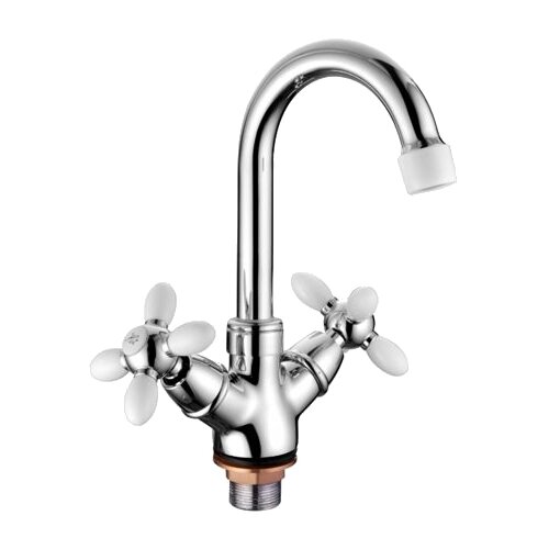 фото Смеситель для раковины (умывальника) accoona h82 a9482 color двухрычажный белый/хром