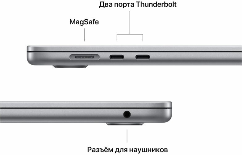 Ноутбук Apple MacBook Air A2941, 15.3", IPS, Apple M2 8 core 8ГБ, SSD 256ГБ, серый космос (mqkp3ru/a) - фото №17