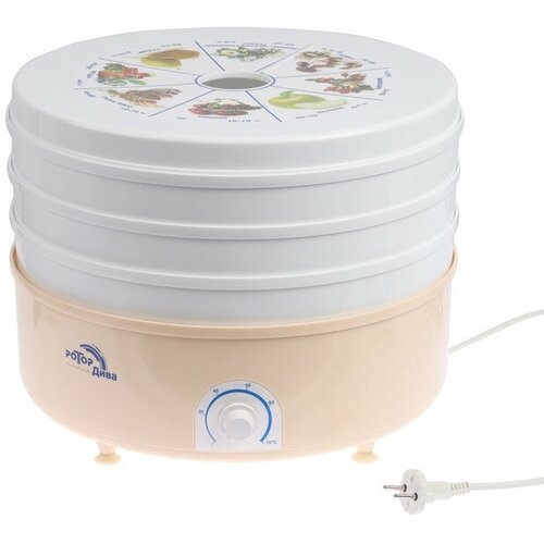 Сушилка для овощей и фруктов Дива СШ-007-05 3 яруса 20 л бело-жёлтая 541800₽