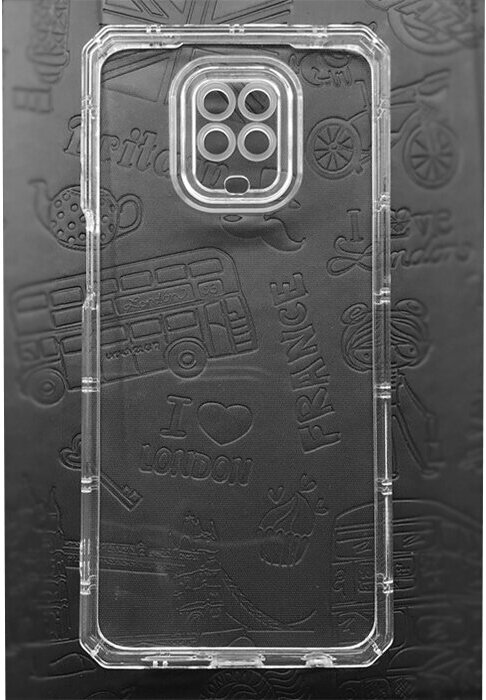 Противоударный чехол с защитой камеры для Xiaomi Redmi Note 9 Pro/9S (прозрачный)