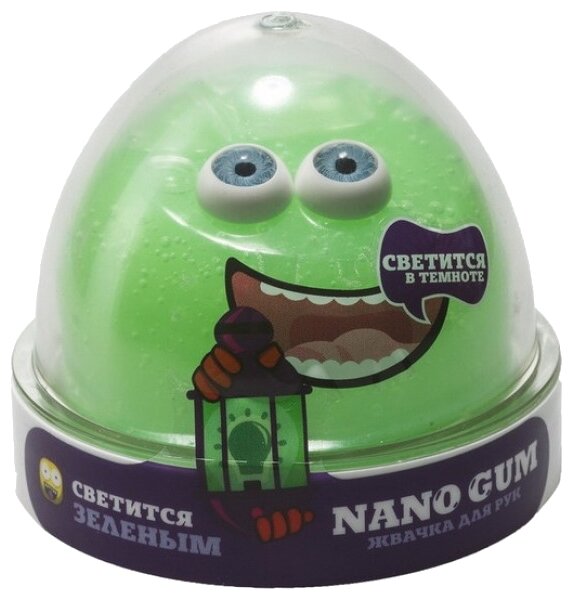 Жвачка для рук NanoGum светится в темноте, зеленая, 50 гр (NGGG50)